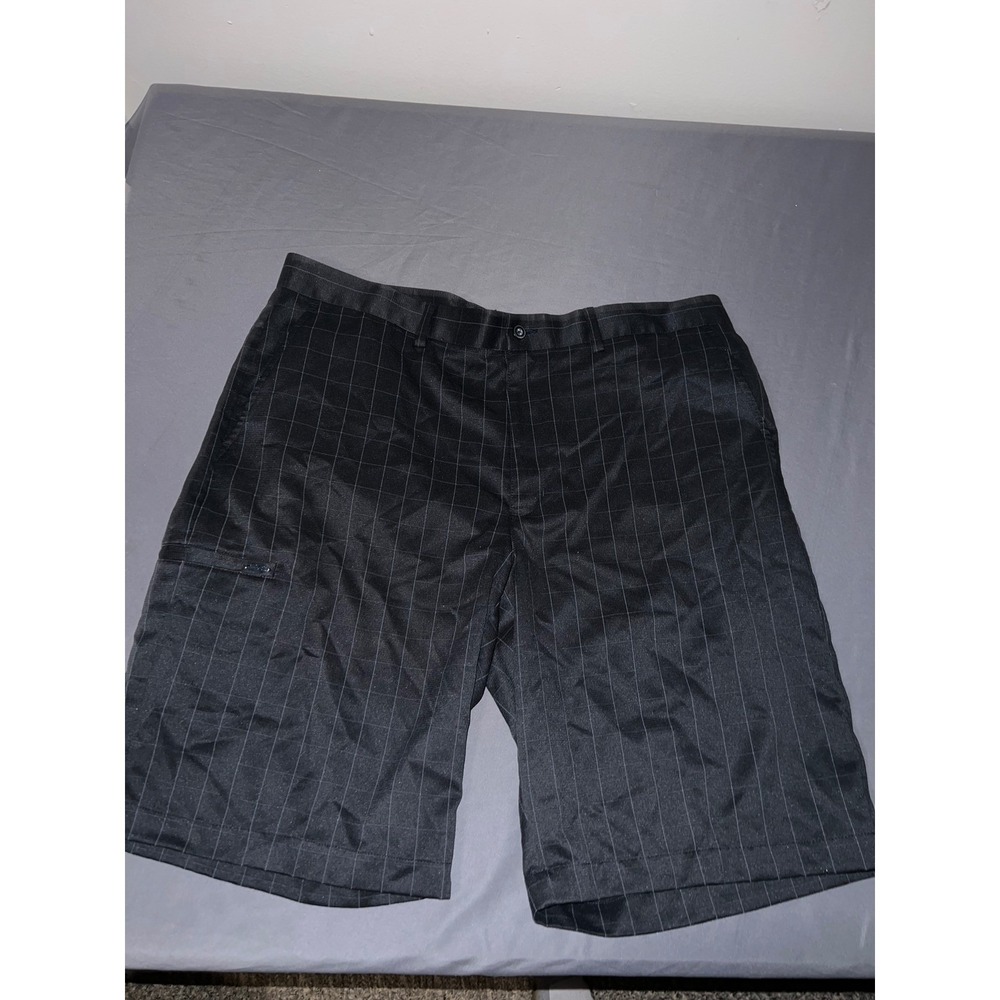Grand Slam Golf Mens Black Windowpane Plaid Flat Front Performance Shorts 38